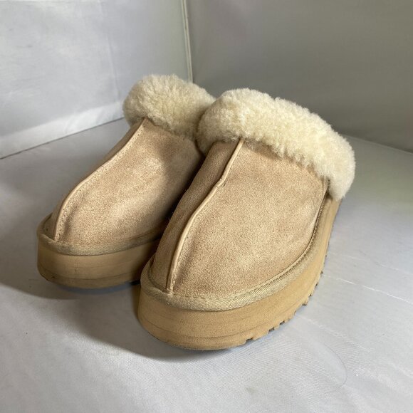 WOMENS UGG DISQUETTE SUEDE SHEEPSKIN SHOES SLIPPERS size 10 - Picture 2 of 7